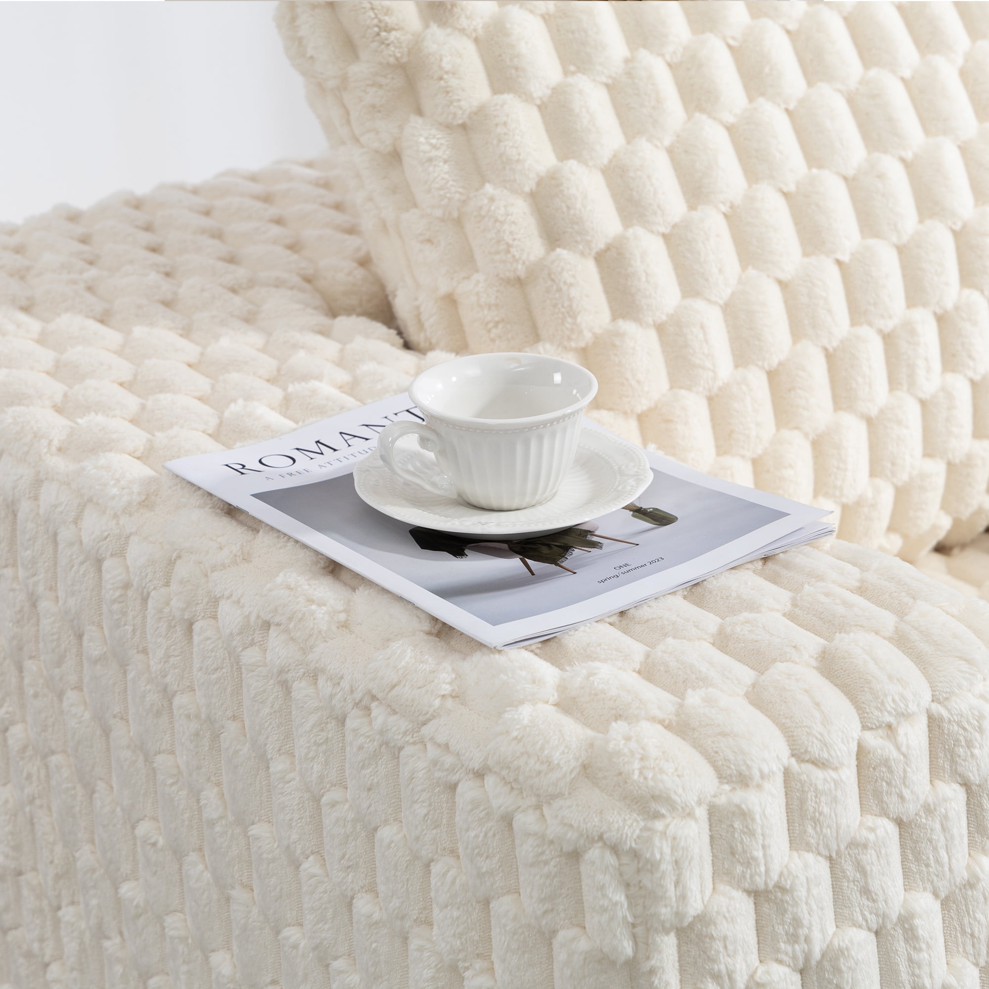 Demi Bonn 42" Corduroy Sofa Couches, Sofa Memory Foam Couches for Living Room, Cloud Couch with Ottoman, Beige