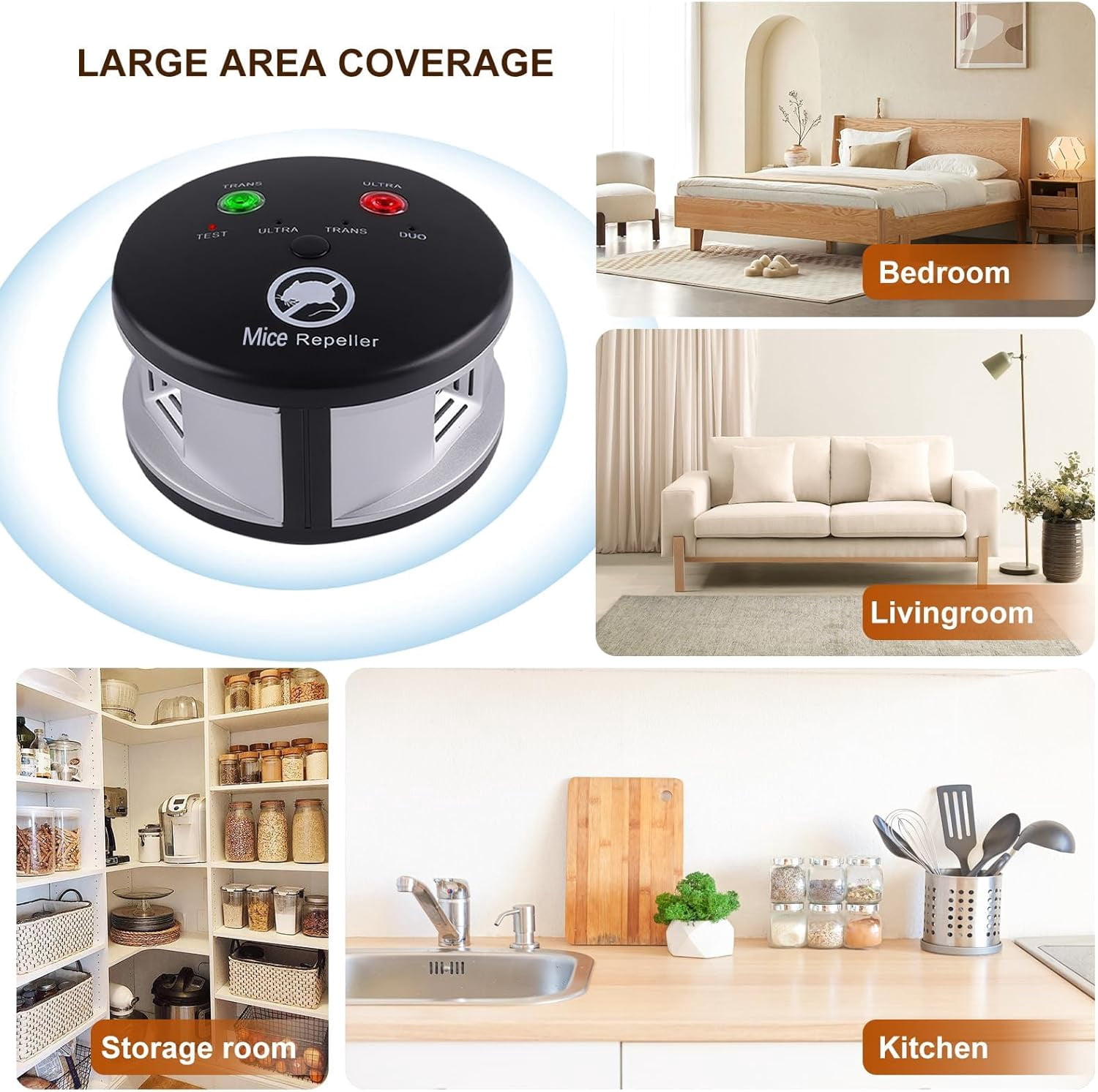 Ultrasonic Rodent Repelent Indoor, Ultrasonic Mice Repelent Plug in Pest Deterrent 360° Control for Rodent, Squirrel Repellent Plug in Deterrent for House, Pest Control for Basement