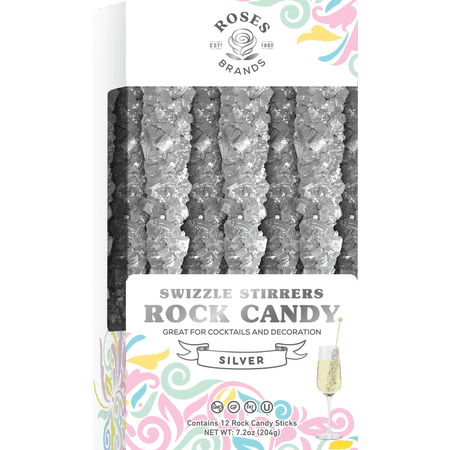 Roses Brands Silver Rock Candy Swizzle Sticks 12 piece box