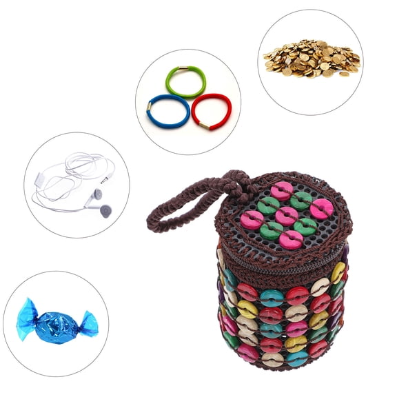 KONTONTY Handmade Coconut Shell Bag with Colorful Beaded Decoration, Stylish Storage and Fashion Accessory