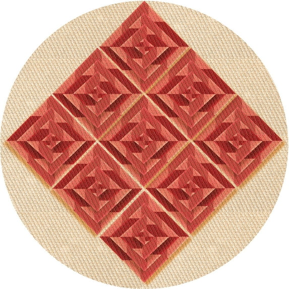 Ahgly Company Indoor Round Patterned Pastel Orange Area Rugs, 5' Round