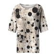thumbnail image 3 of Women's Fashion Spring And Summer Printed Split Sleeve Round Neck Loose Casual Top T Shirt (5) Ladies Long Sleeve Shirts Shirt Women Long Sleeve Women Compression Shirts Women T Shirts Blank Athletic, 3 of 3