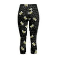 thumbnail image 5 of SCRAWLGOD Honeycomb Bee Print Black Capri Leggings for Women - Lightweight High Waisted Capris Tummy Control Yoga Pants with Pockets Breathable Workout Cycling Tights, 3XL, 5 of 7