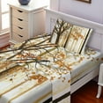 thumbnail image 2 of Ambesonne Autumn Fitted & Top Sheet Set with Sham, Bare Branches Fall Leaves, Taupe Orange, 2 of 5