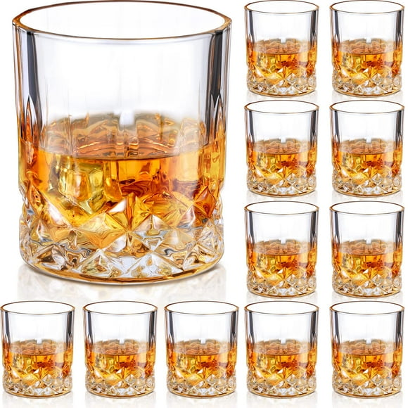 Mimorou 12 Pieces Old Fashioned Whiskey Glasses 10 oz Bourbon Glass Cocktail Glasses Rocks Glasses for Whiskey Bourbon Liquor and Cocktail Drinks Gift for Men Women Home