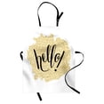 thumbnail image 1 of Hello Apron, Brush Pen Lettering in Mosaic Style Modern Design Background, Unisex Kitchen Bib with Adjustable Neck for Cooking Gardening, Adult Size, Black White Yellow, by Ambesonne, 1 of 4