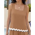 thumbnail image 2 of Women's Short Linen Vest Spring Summer Sleeveless Casual Square Neck Cute Shirt, Two-Piece Set, 2 of 4