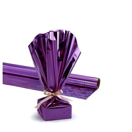 Mylar Gift Wrap Roll, 24 Inches X 25 Feet, Metallic Purple Pkg/1