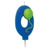 "Club Pack of 12 True Blue Molded Numeral ""0"" with Lime Green Balloon Birthday Party Candles 3.5"""