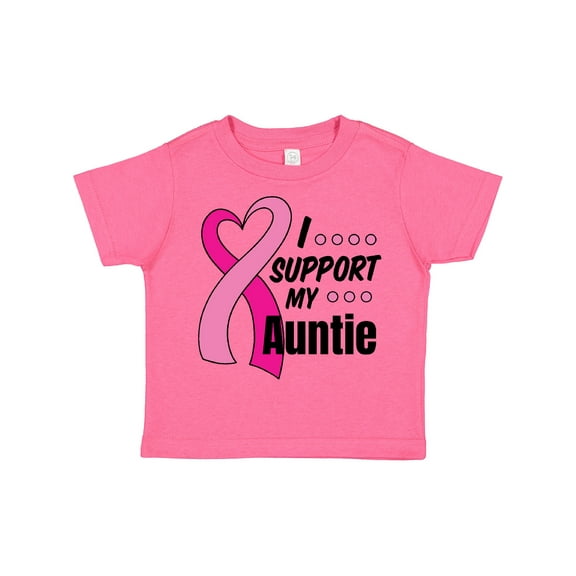 Inktastic Breast Cancer Awareness I Support My Auntie with Pink Ribbon Boys or Girls Toddler T-Shirt