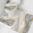 thumbnail image 3 of Marble Grey Bath Mat 3 Piece Bathroom Rug Set, Modern Gold Luxury Neutral Texture Non Slip Bath Rug Contour Mat and Toilet Lid Cover, Absorbent Shower Mats Soft Bath Rugs and Mats Sets, 3 of 8