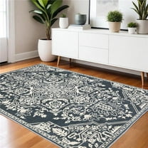 HomeRoots 574724 4 x 6 ft. Oriental Rectangle Area Rug, Blue & Ivory