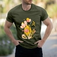 thumbnail image 2 of NAMTYQX Men's T-Shirts Bohemian Crew Neck Patterns Stretchy Lightweight Baggy Short Sleeve Elasticated Plus Size Casual Shirts for Men Green Size XL, 2 of 5