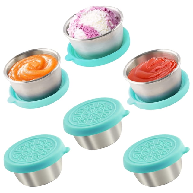 Recipientes para aderezos para ensaladas Qukaka, 50 ml, acero inoxidable, 6 unidades