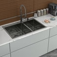 thumbnail image 5 of Double Bowl Drop-in Kitchen Sink, Gunmetal Black Double Bowl Kitchen Sink 16 Gauge with Two 10" Deep Basin, X Grooves Engineered for Easy Draining, 5 of 7