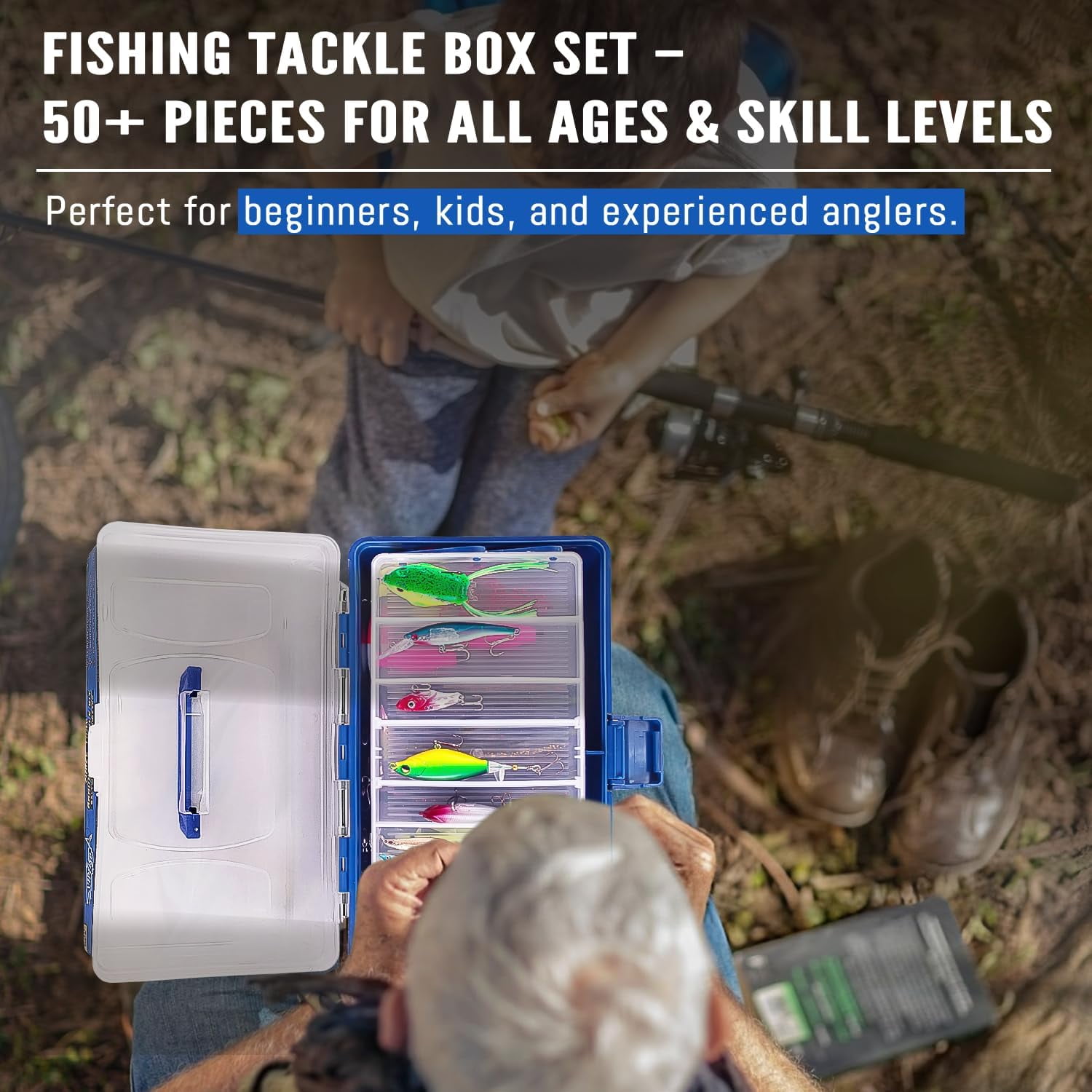 Vipfish 448PCS Fishing Tackle Box Kit with Tackle Included, 3-Layer Tackle Box Bass Lure Set,Gift for Fishingmen