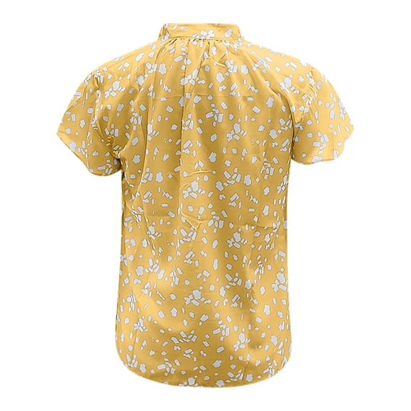 Vedolay Womens Short Sleeve Tops Women's V Neck Mesh Panel Blouse 3/4 Bell Sleeve Loose Top Shirt,Yellow XXL