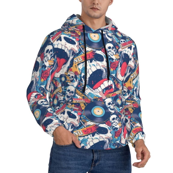 Hoodies for Men - cool rock Skull Long Sleeve Comfrt Men'S Fashion Hoodies & Sweatshirts, Sweatshirts for Men Hoodies Pullover Clothing Clothes with Pouch