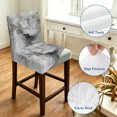 thumbnail image 4 of Grey Ombre Marble Bar Stool Cover Set of 2, Gray Marble Crack Abstract Modern Stretch Bar Chair Cover, Removable Washable Pub Counter Stool Chair Slipcover for Kitchen Dining Room Pub Cafe, 4 of 9