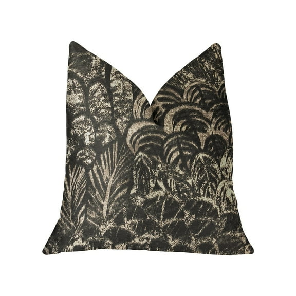 Plutus Rowan Gale Black and Beige Luxury Throw Pillow 16"L x16"W