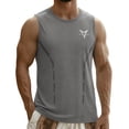 thumbnail image 2 of SGFCWSX Men's Tank Tops Summer Sleeveless Shirts for Men Stretchy Breathable Athletic Muscle Tank Top Gray Size 2XL, 2 of 9
