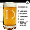 thumbnail image 6 of Etched Monogram 16oz Glass Beer Mug (Letter D), A-Z Customized Beer Gifts for Men, Personalized Beer Glasses, Custom Engraved Birthday Gifts for Him, Initial, Name, Husband Dad, Regalos Personalizados, 6 of 7