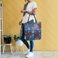 thumbnail image 6 of Open Top Canvas Tote Bag with Zipper Reusable Shopping Bag 13.5x15" Roomy Carryall Red Butterflies and Flags, 6 of 9