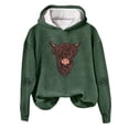 thumbnail image 2 of Womens Oversized Hoodies Vintage Highland Cow Head Graphic Hooded Sweatshirt Drop Shoulder Streetwear Casual Pullover Tops Fall Winter Clothes Dark Green 3XL, 2 of 3
