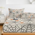 thumbnail image 6 of Twin XL Size Fitted Sheet Set - Halloween 2 Piece Bedding Sets 16" Deep Pocket Fitted Sheet with 1 Pillowcases, Orange Black Net Classic Spiders Gingham Brushed Microfiber Hotel Luxury Bed Sheets, 6 of 9