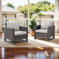 thumbnail image 2 of POCASSY Patio Furniture Chairs Set of 2, Outdoor Wicker Chair with High Back Deep Seat for Balcony, Porch, Garden, Brown Wicker Blue Cushion, 2 of 9