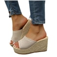thumbnail image 7 of Samdudou Women Open Toe Espadrilles Platform Sandals Bohemia Summer Wedges Casual Thick Sole Add Height Shoes Fashion Summer Outdoor Beach Slides For Beach, Wedding, 7 of 7