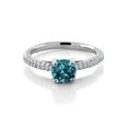 thumbnail image 2 of Gem Stone King 925 Sterling Silver Round London Blue Topaz Ring for Women | 1.92 Cttw | Gemstone Birthstone | Available in Size 5, 6, 7, 8, 9, 2 of 4