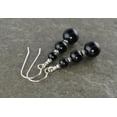 thumbnail image 3 of K-KED Handmade 6-8-10mm Black Onyx Round Gemstone Beads Drop Earrings, 3 of 7