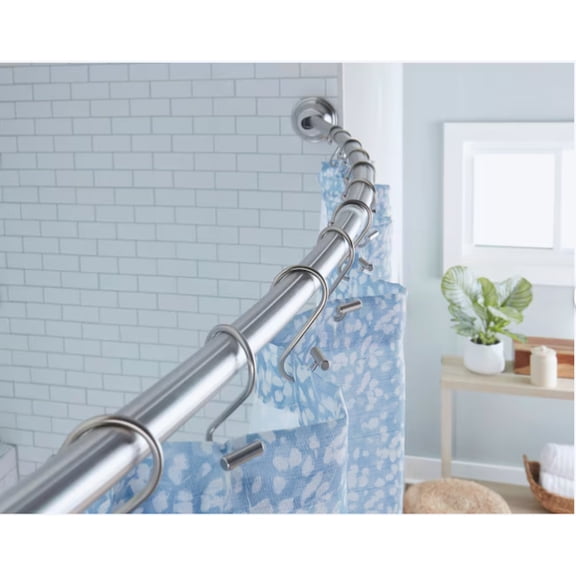 allen roth Curved Adjustable Shower Curtain Rod, 44 to 72 Inch, Brushed Nickel Finish, Rust-Resistant Aluminum, Adds 6.5 Inches of Shower Space, Mounting Hardware Included