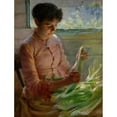 thumbnail image 2 of Charles Courtney Curran 12x14 Black Ornate Wood Framed Double Matted Museum Art Print Titled: Shucking Corn (1891), 2 of 5