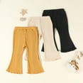 thumbnail image 6 of CUZIBR Baby Pants Ribbed Knitted Flared Trousers Ruffled Elastic Solid Color Wide Leg Pants Stylish Vintage Soft Cozy Streetwear Cute Pants,Multicolour,6-9 Months, 6 of 6