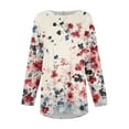 thumbnail image 4 of Xyxonk Plus Size Blouses for Women Fashion Floral Womens Tops Crew Neck Women Plus Sizes Long Sleeve Blouse Dressy Casual Graphic Tees Loose Fit Clothes for Women Red 5XL, 4 of 5
