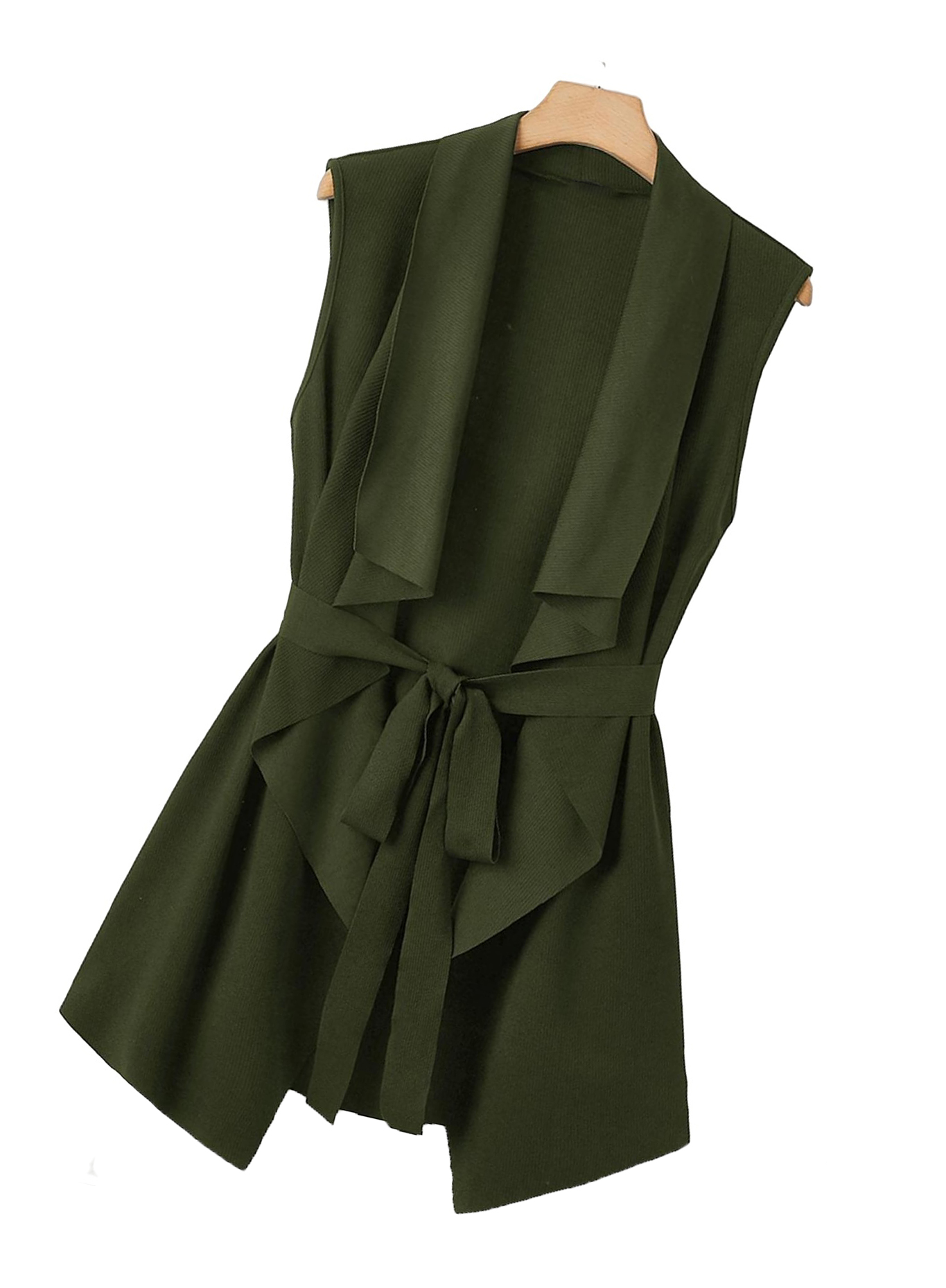 Waterfall neck belted vest coat Outlet