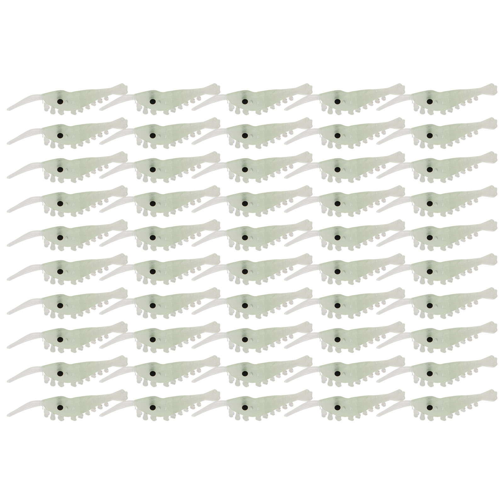 Lot De 50 Leurres Souples Crevettes Lumineux – Appâts De Pêche En PVC, 3,5 Cm, Pour Eau Salée