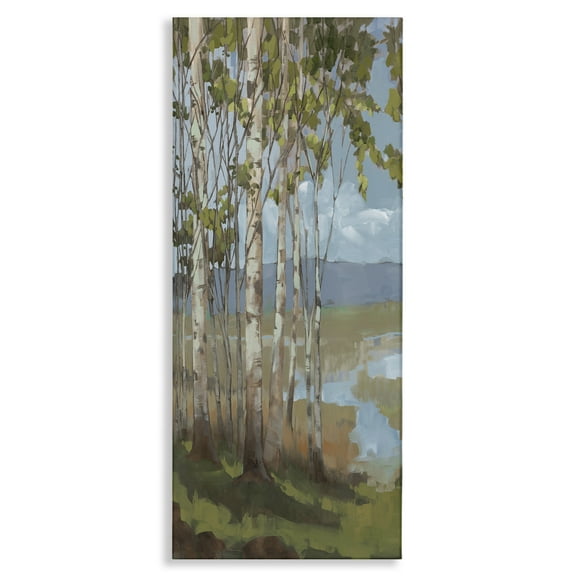 Stupell Industries Rustic Birch Grove Landscape Painting Gallery Wrapped Canvas Art Print Wall Art, 10 x 24
