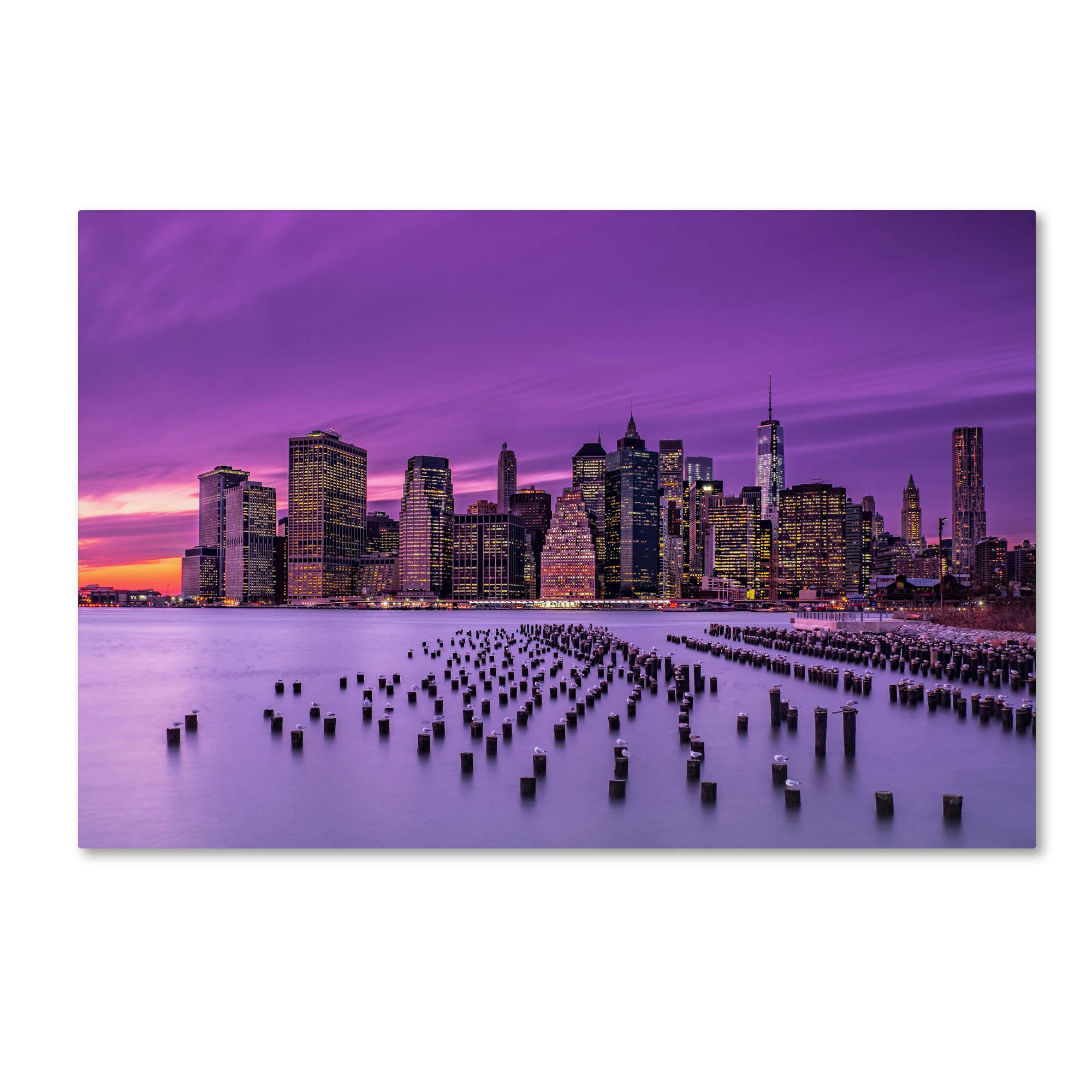 Trademark Fine Art 'New York Violet Sunset' Canvas Art by Jg Damlow