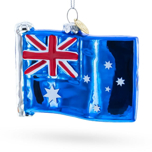 Waving Flag of Australia Glass Christmas Ornament