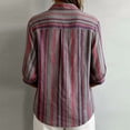 thumbnail image 5 of Morttic Women's Striped Lapel Collar Button Down Shirt – Collared Puff 3/4 Sleeve Blouse, Casual Loose Summer Top Purple，S, 5 of 6