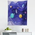 thumbnail image 1 of Universe Tapestry, Space Cartoon Planets Astronaut and Rocket Paper Cut Style Illustration, Fabric Wall Hanging Decor for Bedroom Living Room Dorm, 5 Sizes, Indigo and Multicolor, by Ambesonne, 1 of 1