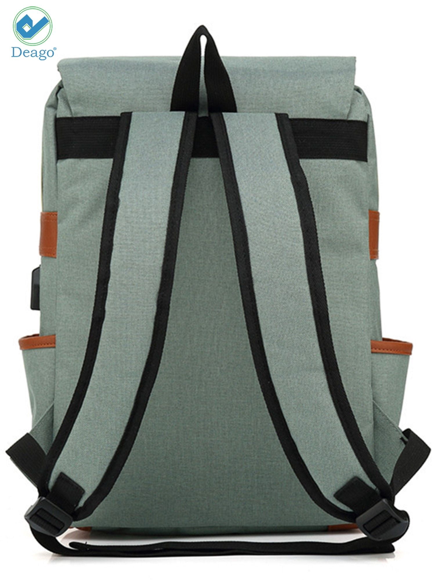 Deago Vintage Laptop Backpack For Women Men Travel Backpack with USB Charging Port Fashion Rucksack Fits 15.6" Notebook (Green)
