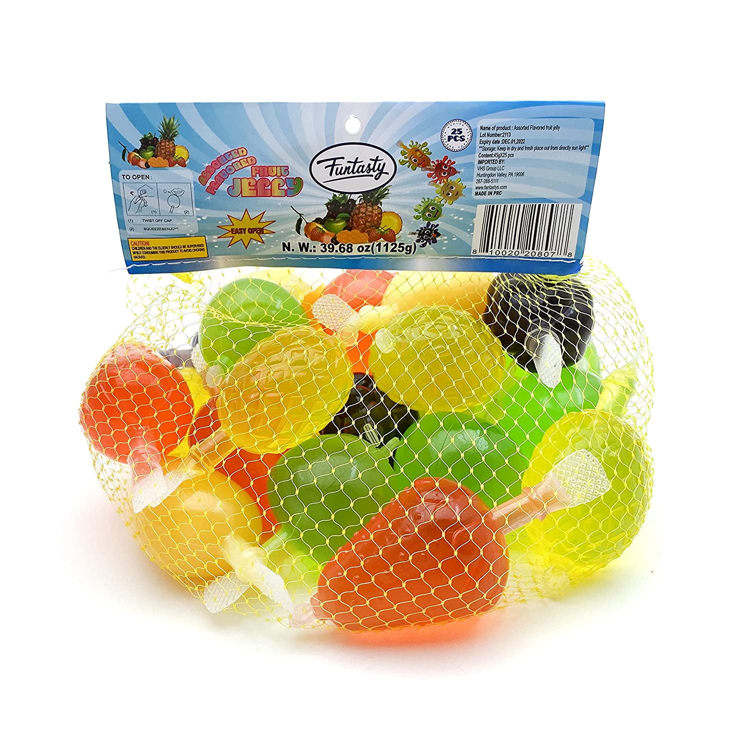Funtasty Fruit Jelly Candy, Assorted Flavors Squeezable VeganFriendly