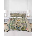 thumbnail image 2 of Full Size Quilt Bedding Set, Vintage Daisy Floral Reversible Summer Quilt 3 Pieces, Spring Flowers Botanical Striped Beige Lightweight Bedspreads Coverlets with 2 Pillow Shams for All Seasons, 2 of 5