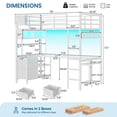 thumbnail image 2 of Metal Loft Bed Frame Twin Size with LED Lights, Charging Stations, Glass Cabinet & Hutch, Loft Twin Bed with L-Shaped Desk & 3 Drawers, Large Loft Beds Safety Guardrail & Ladder for Teens, White, 2 of 8