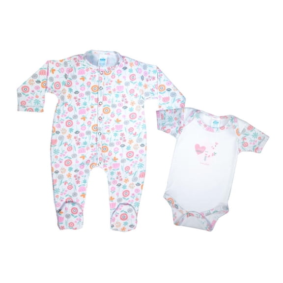 Set de ropa cotidiana Baby Mink Coordinado mameluco 3-6 Flores