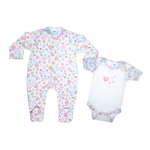 Set de ropa cotidiana Baby Mink Coordinado mameluco 3-6 Flores
